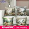 Deer And Forest Scenes Floral Decorative Cushion Covers Polyester Pillowcase, Sofa Decorative Cushion Cov Headboard Pillow