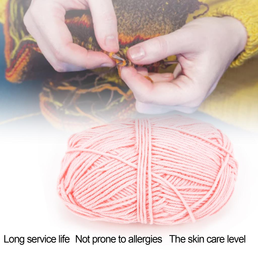 Crochet Yarn Soft SkinFriendly   Cotton Wool for Knitting   Children Clothes(Pink )