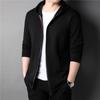 Men's Long-sleeved Hooded Jacket, Spring and Autumn Cotton Cardigan, Short Korean Style Casual Solid Color Jacket for Young and Middle-aged People