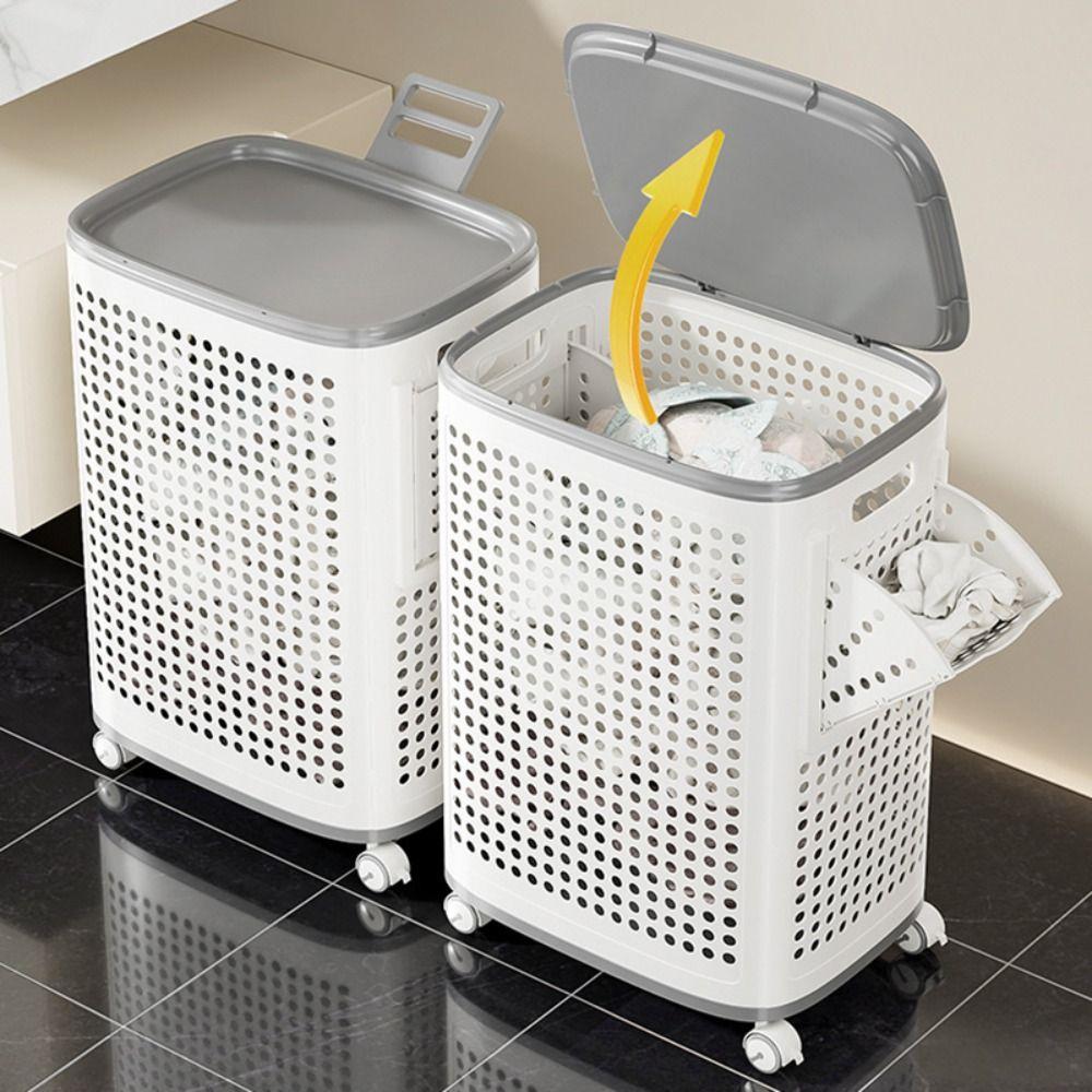 Wäschekorb in großer Größe, leise Räder, Wäschebehälter, Korb für Schmutzwäsche, Wohnen in einer Wohnung