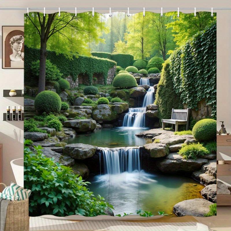 Zen Garden Waterfall Shower Curtain- Multi-Style Bath Decor, Perfect for Those Who Love Nature-Inspired and Practical Designs