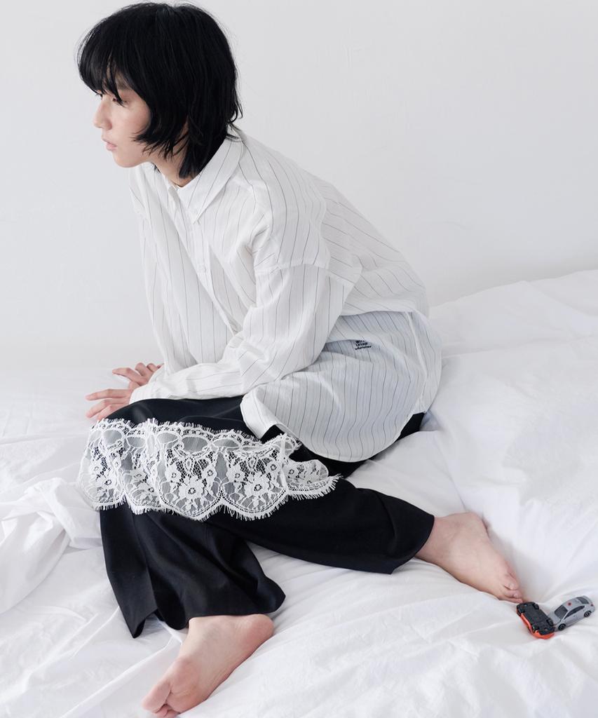 Leuba Layered Satin Lace Skirt - Black
