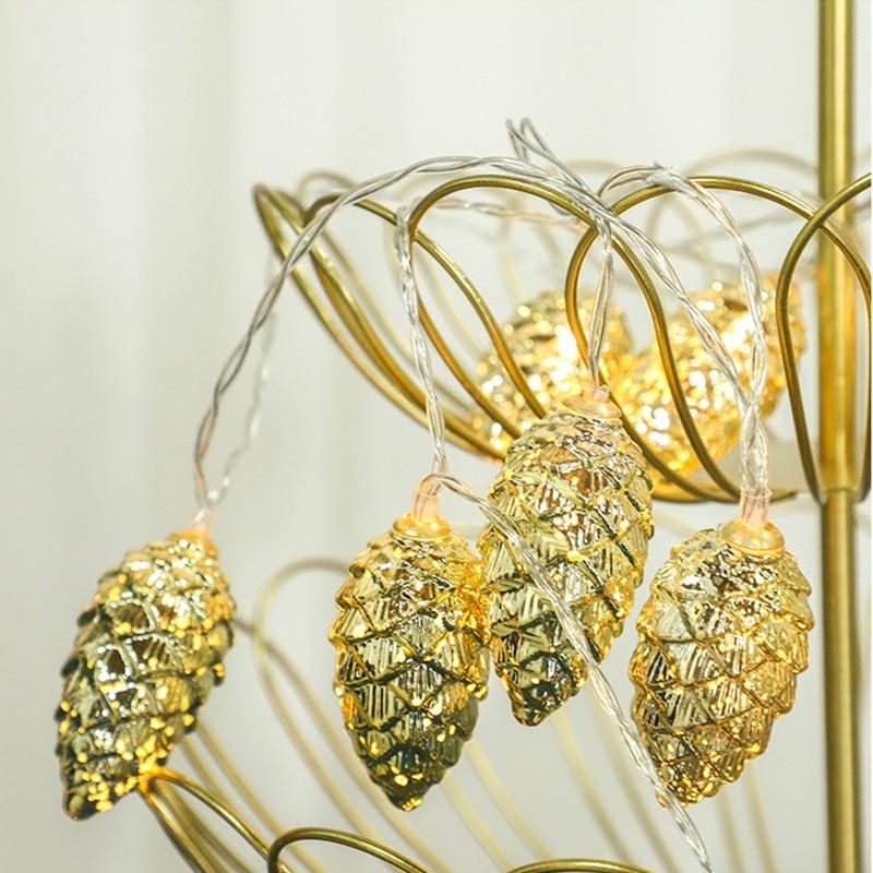 1.5M 10 Led Pine Cone Fairy Lights Christmas Decoration Festoon Tree Decor Christmas Lights New Year's String Lignts (Battery Not Included)