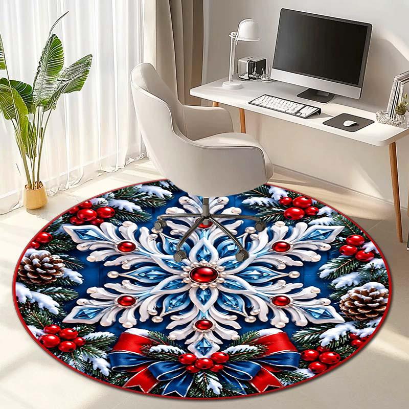 Cute Christmas Day Gift Bell Santa Claus Snowman Christmas Tree round rug Home Soft Decorative Anti slip Chair Mat Carpet Outdoor Floor Mat Carpet 91