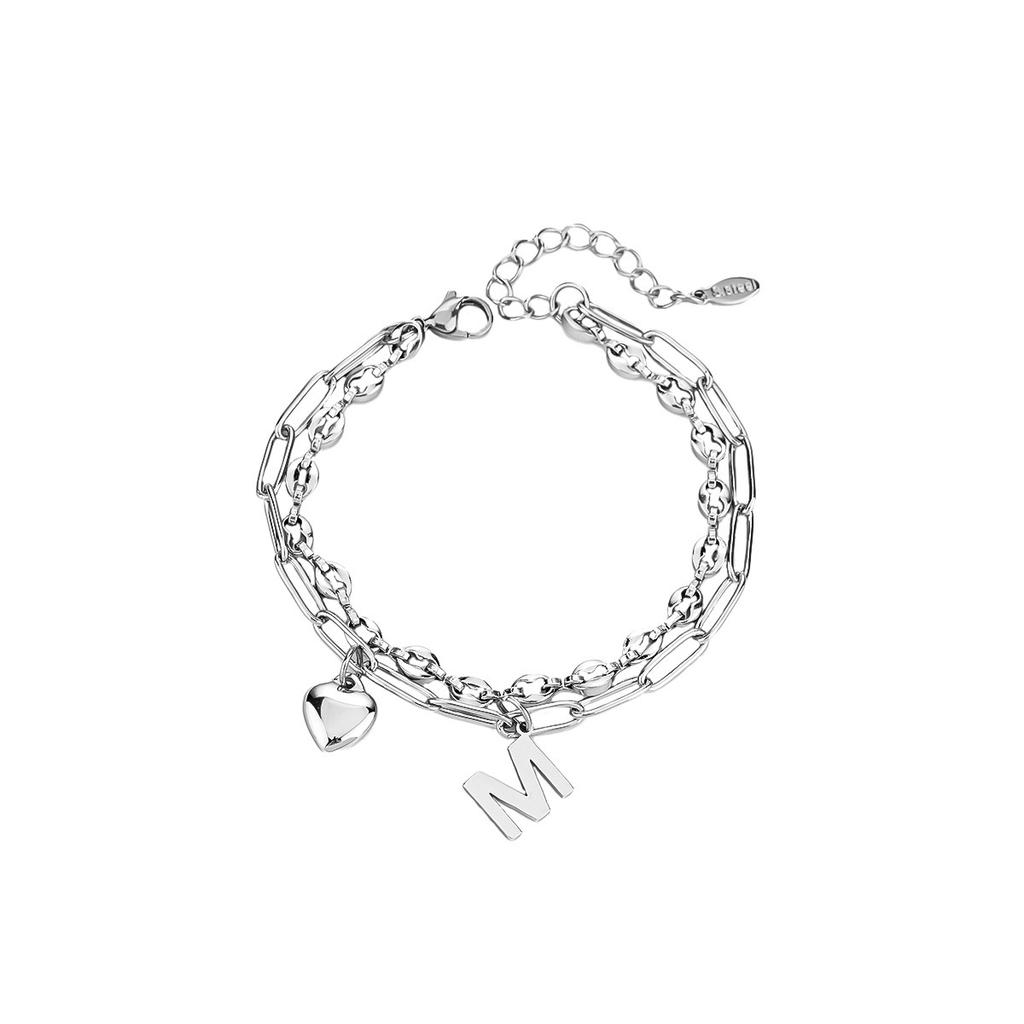 Letter bracelet for men, titanium steel, non-fading, fashionable and personalized design jewelry, high-end versatile couple's accessory for women
