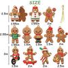 12pcs Gingerbread Man Ornaments for Christmas Tree, Assorted Plastic Gingerbread Figurines Ornaments, Christmas Tree Hanging Decorations, 3 Inch Tall
