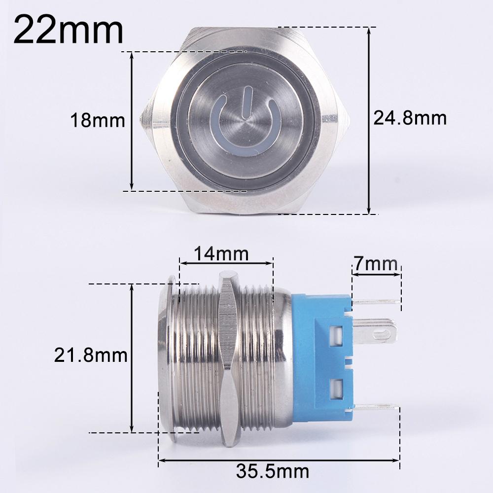 19/22mm Metal Push Button Switches reset Momentary Nickel-Plated Brass Oxidized Aluminum Enginee Stop start for Car Machine 3