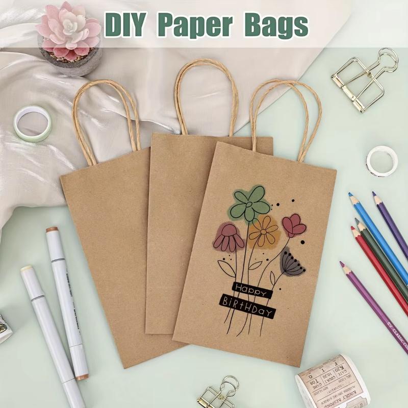 10/30pcs Shopping Bags Kraft Paper Gift Candy Bag Hand-held Paper Bags Wedding Party Decor Gifts Grocery Craft Packaging Bulk