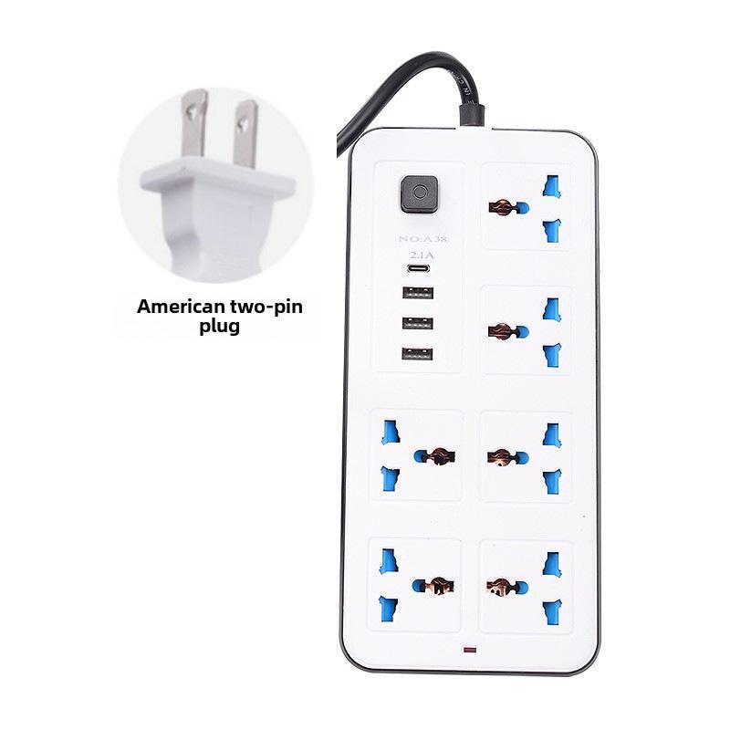 International Universal Power Strip with USB, Multi-Purpose UK & EU Plug Board with Switch