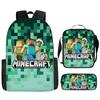 Minecraft Game Merchandise 3-Piece Backpack, Pencil Case, Lunch Bag for Kids