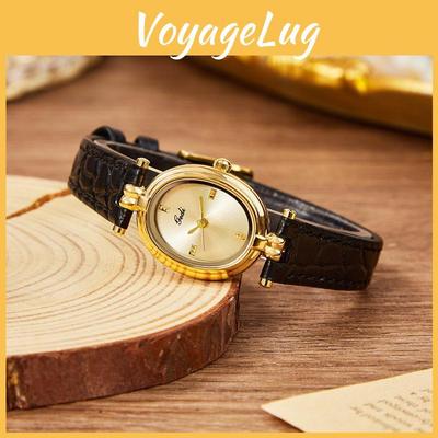 Vintage Dames Quartz Horloge Met Leren Band En Waterbestendigheid Voor Dagelijks Gebruik