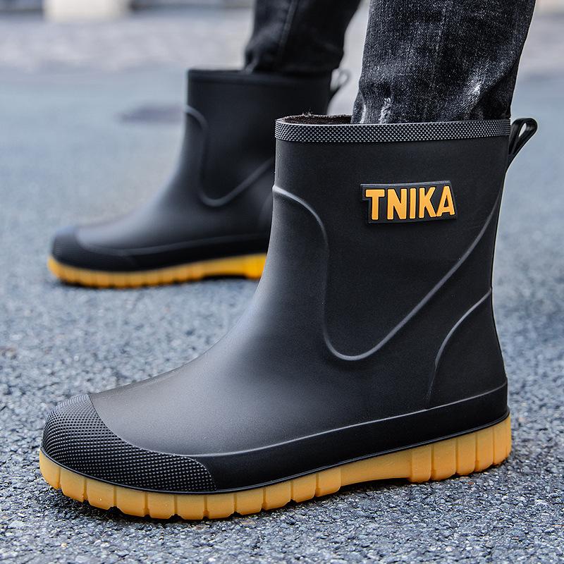 

Мужские резиновые сапоги нескользящие средние бархатные теплые резиновые сапоги модные износостойкие резиновые сапоги комплект водонепроницаемые для рыбалки на открытом воздухе водные туфли 44