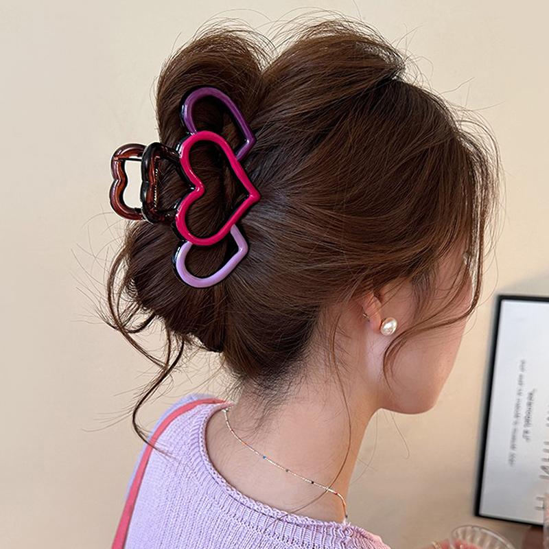 Pinces à cheveux cœur couleur contrastée pour femmes Pince à cheveux Pinces à cheveux Barrettes Filles Accessoires pour cheveux Coiffure Cadeaux