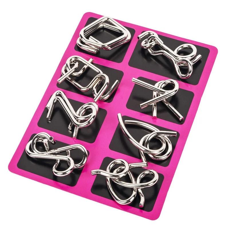 Metal Wire Brain Teaser Puzzles (8 Set), Adult Iq Logic Challenge Games, Stress Relief Fidget Toys & Educational Montessori Kits