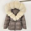 OFTBUY 2024 Biały puch kaczy Płaszcz Gruby Ciepły 90% Kurtka Zimowa Kobiety Prawdziwe Naturalne Futro z Jenota Raccoon Kołnierz Kaptur Damski Casual