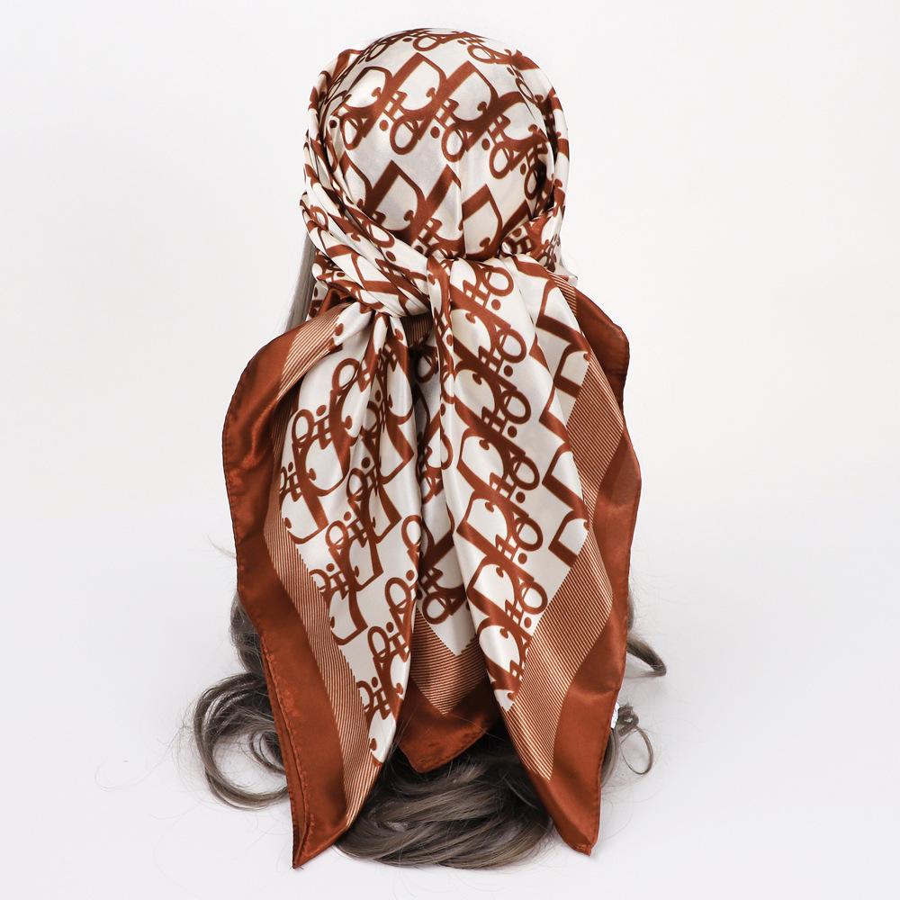 90Cm satin large square scarf headscarf new street retro simple bandanas