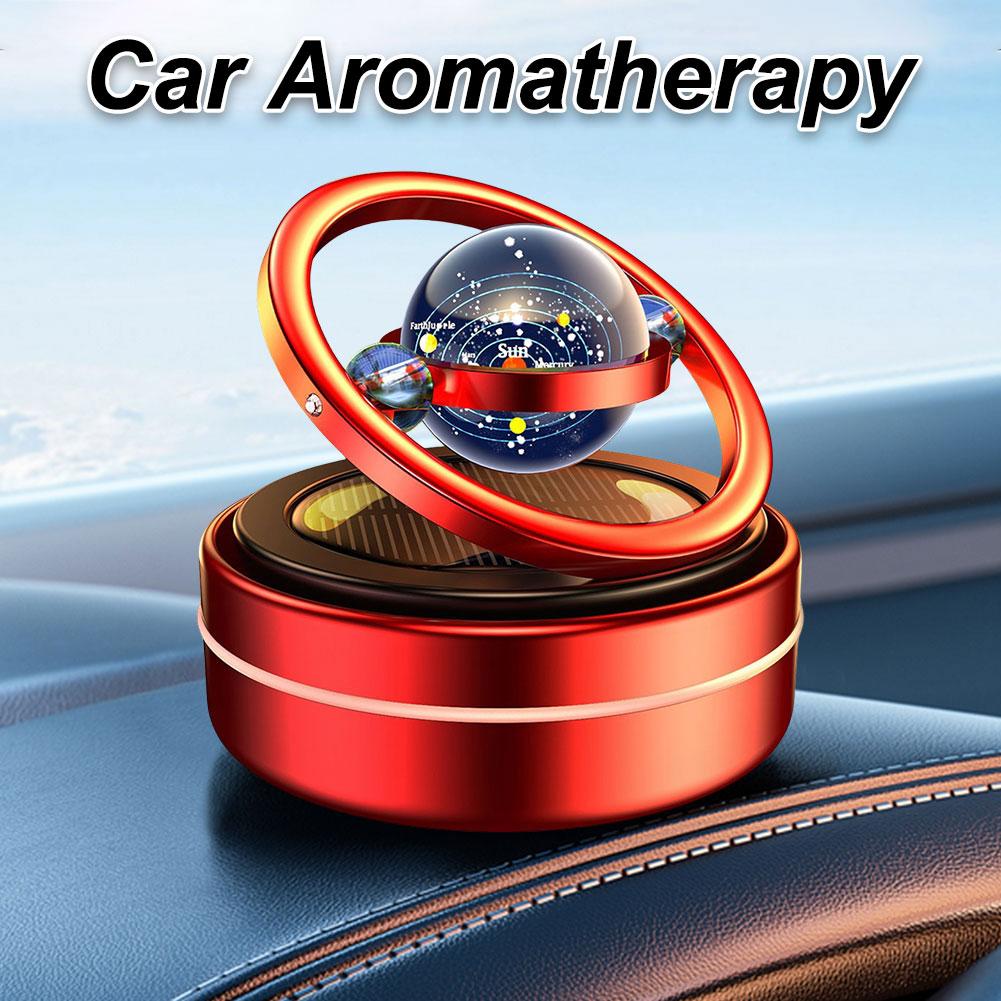 Solar Powered Car Air Freshener Rotating Car Aromatherapy Diffuser Essential Oil Diffuser for Car Decoration