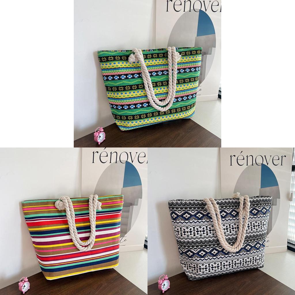 Trendy Dualsided Ethnic Style Canvas Tote With Hidden Pocket For Everyday Carry