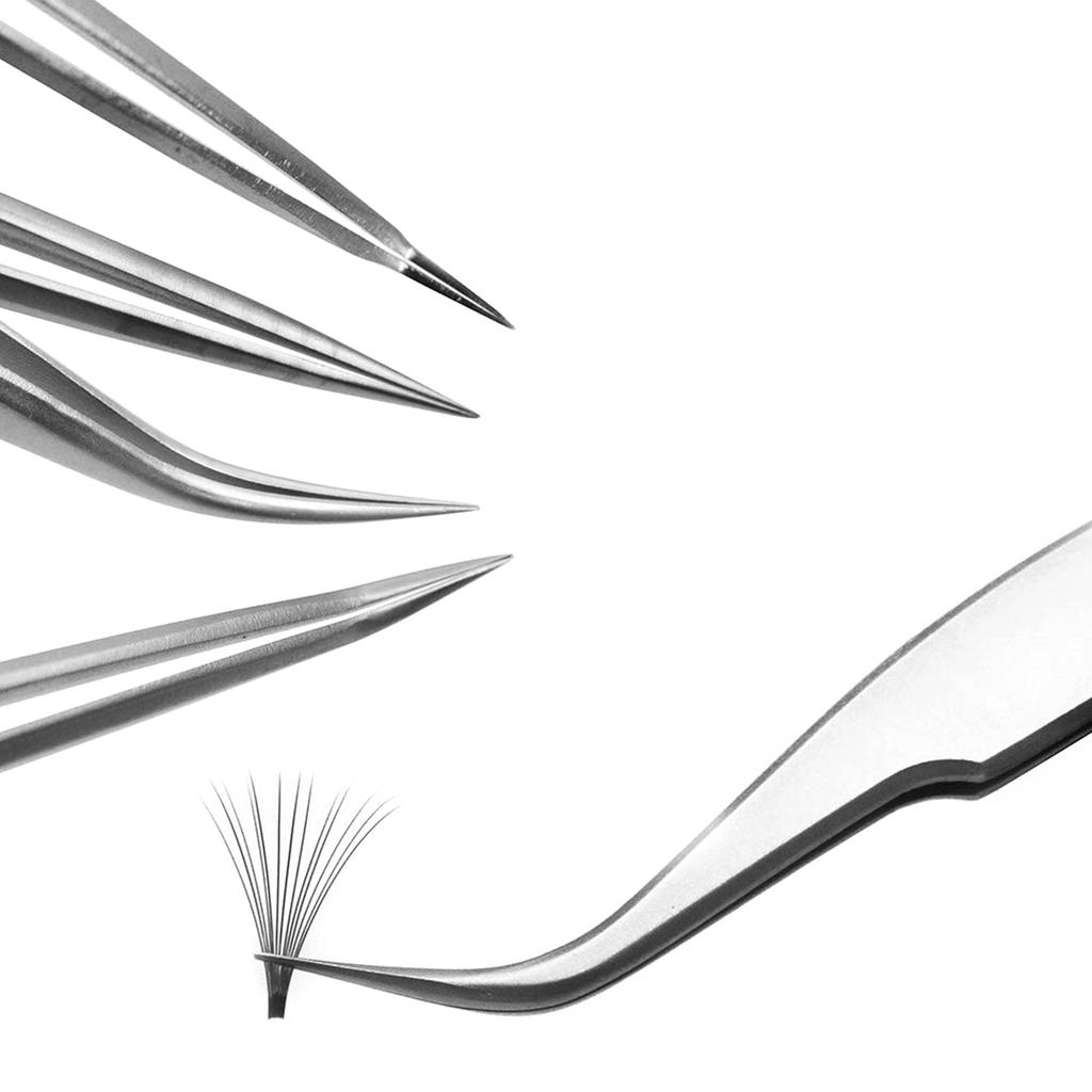 4PCS Lash Tweezers Set False Eyelash Extension Clip Pliers Eyebrow Tweezers For Hair Nail Art Soldering Makeup Tools