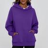 Ladies' Fashionable Solid Color Casual Hooded Pocket Long Sleeved Top