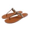ZA New Fashion Round Toe Herringbone Flat Sandals Women's Metal Chain Slippers