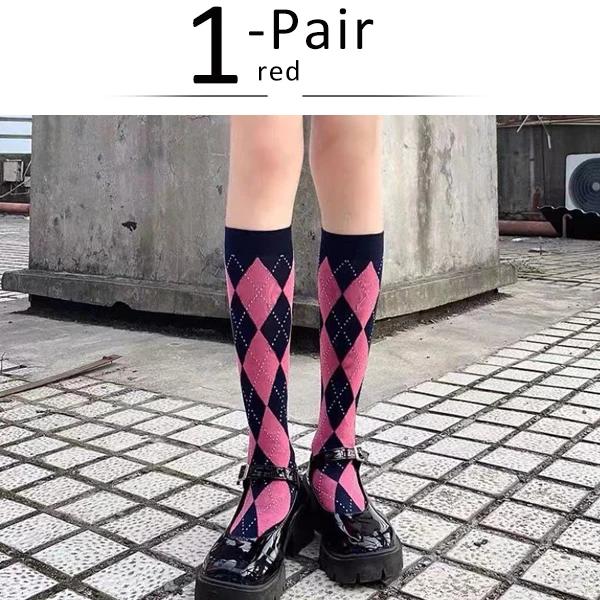 

Long Socks Women Stockings Organic Cotton Diamond Warm Thigh High Ladies Girls Street Fashion Young Casual Knee Socks Harajuku One Size