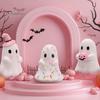 Halloween Tafelblad Decoratie Schattig Geest Hars Beeldje, Snoep Pompoen Heksenhoed Roze Bureau voor Meisjes, Wit Kawaii Ornament Huisaccessoire