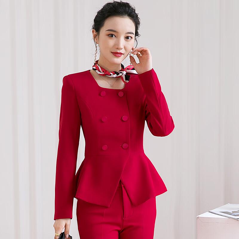 Women's Professional Red Suit Set