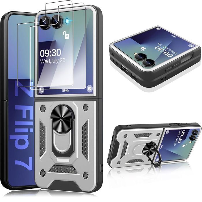 Coque de protection - BOOLING - Galaxy Z Flip 7 - Antichoc - Argenté - 2 Verres Trempés