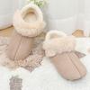 Warm Fur-covered Cotton Slippers with Velvet and Non-slip Home Cotton Shoes for Women In Winter with Thin Soles and Indoor Short Boots