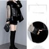 Damen Stilvoller Lockerer Gespleißter Kunstpelzmantel Kurze Lederjacke Warme Winteroberbekleidung