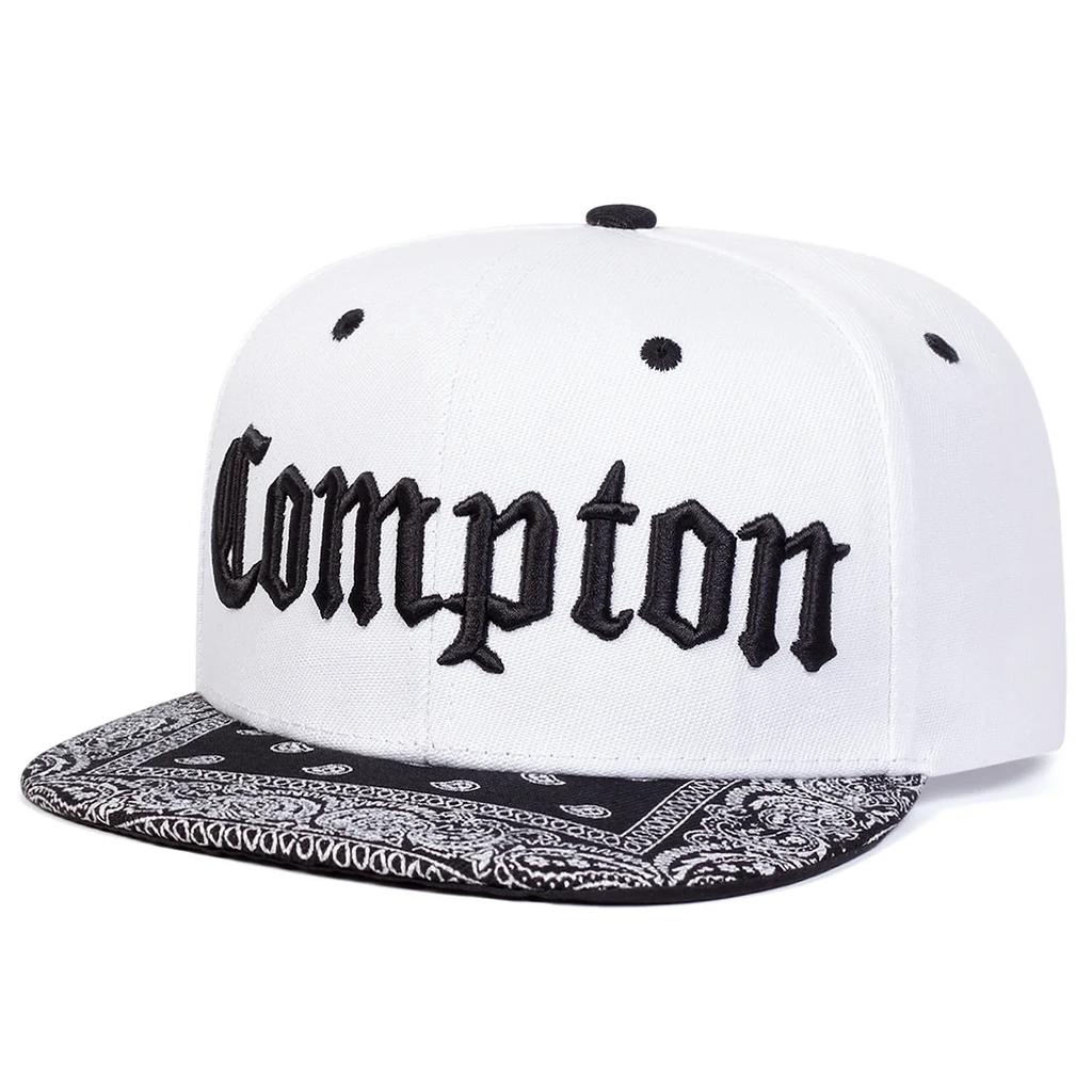 Unisex Czapki Hip-hopowe z Haftem Litery COMPTON Wiosna Jesień Regulowane Codzienne Snapback Czapki Baseballowe Outdoorowa Czapka Chroniąca Przed Słońcem