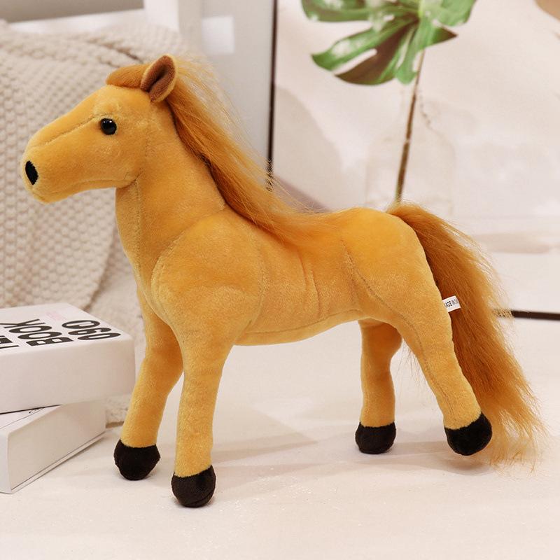 Simulation Pony Doll Plush Toy White Dragon Horse Black Horse Doll Doll Children Cognitive Model Toy