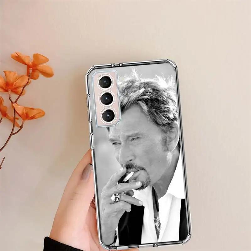 Johnny Hallyday Music Black Phone Case For Samsung S24 FE Galaxy S22 Ultra S25 Edge S21 S23 FE S20 Plus Cover Shell Coque Clear