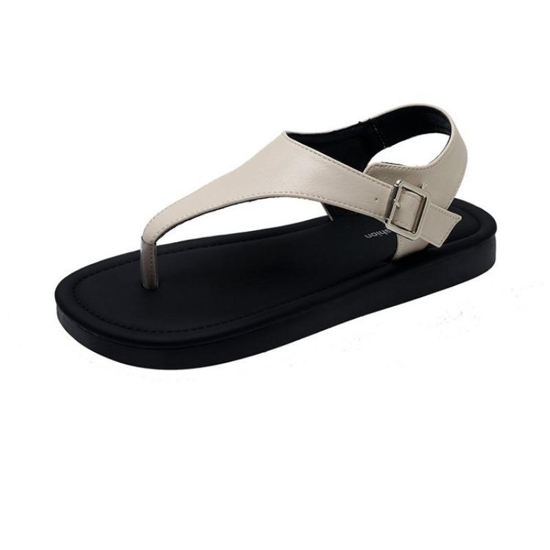 

Босоножки на танкетке с круглой пряжкой, летняя новинка, простая пляжная обувь, женские модные туфли на плоской подошве 40