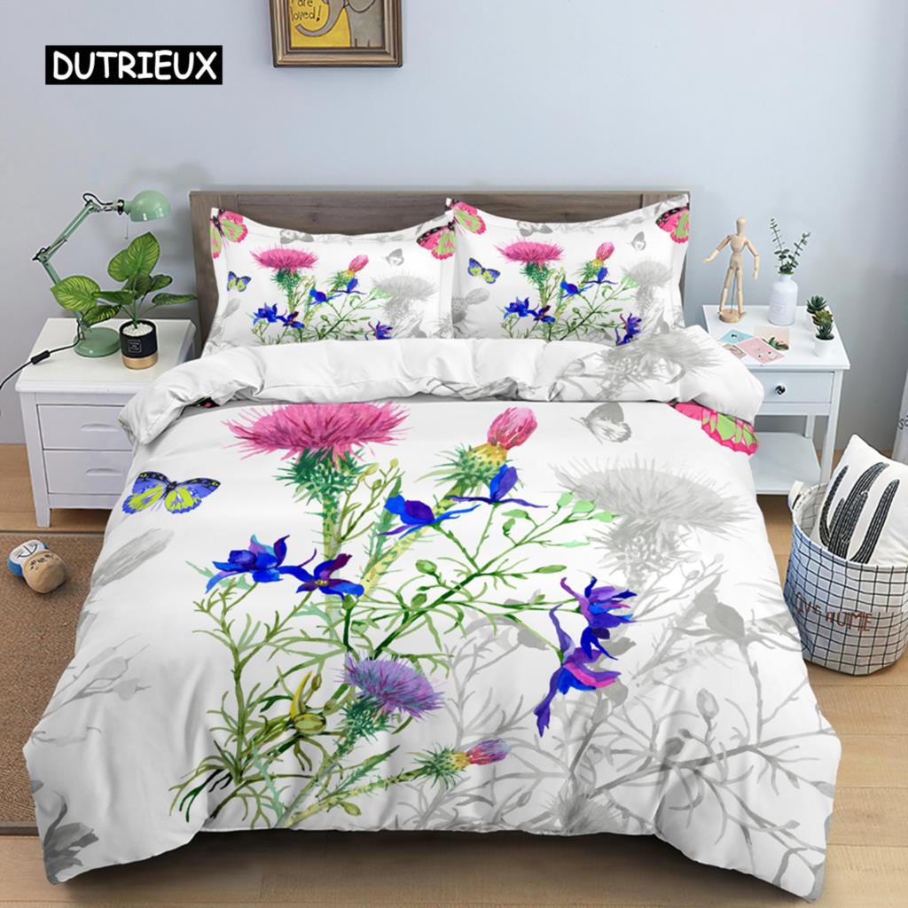 Schmetterling Bettwäsche-Set, 3D Blumen Bettbezug, Bettdeckenbezug mit Reißverschluss Queen Doppel Bettdecken-Set Kind Mädchen Weihnachtsgeschenk