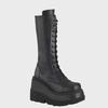 Women's Gothic 43 Size Thick-Soled Motorcycle Knight Boots - Big Head, Slim High, Knee-Length