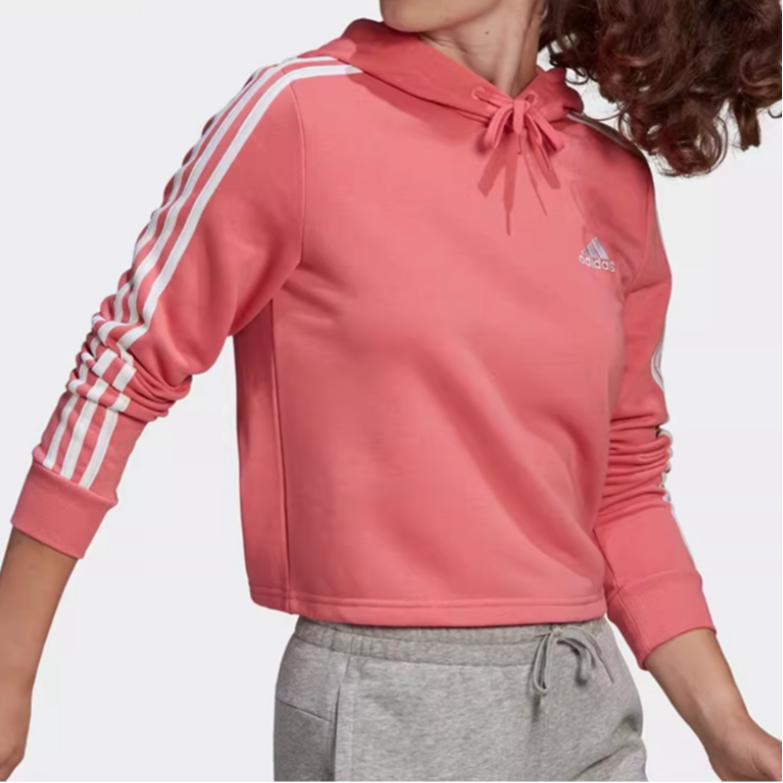 Adidas Essentials 3-Stripes Cropped Hoodie Women Hoodies Pink GM5585