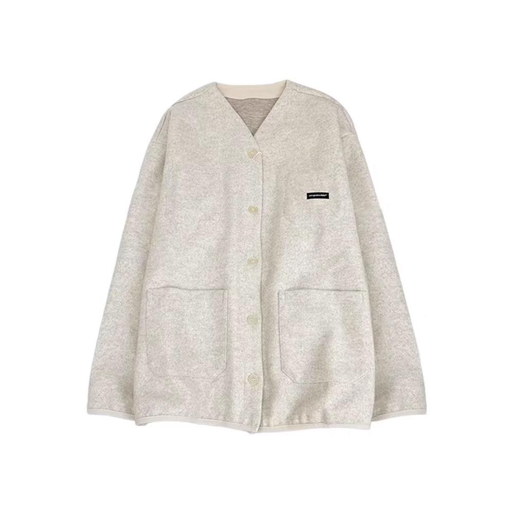 

Весенне-осенний ретро-кардиган большого размера для женщин - Свободный, ленивый стиль, шерстяное пальто от американского трендового бренда 3XL серый