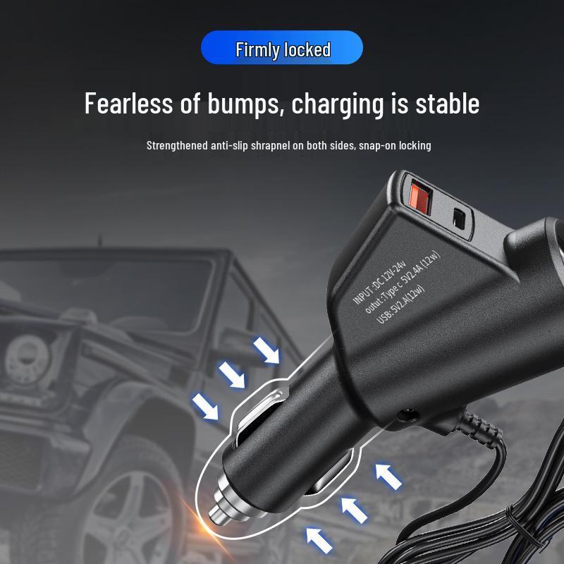 Multifunctional Car Charger with QC3.0+PD Fast Charging, 12V/24V Compatibility, and Voltage Display