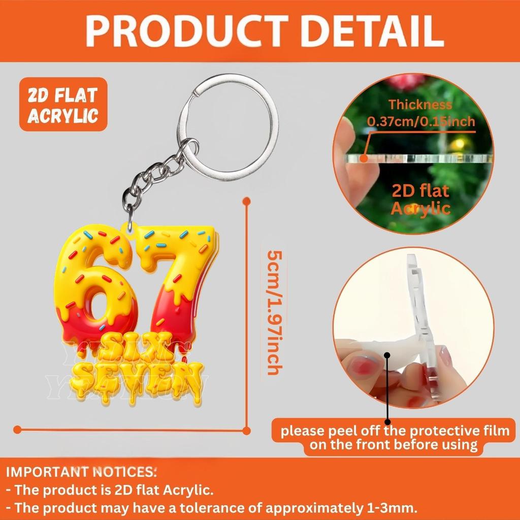 2D flat acrylic keychain - multiple colors available, perfect for backpack decoration and car key pendant