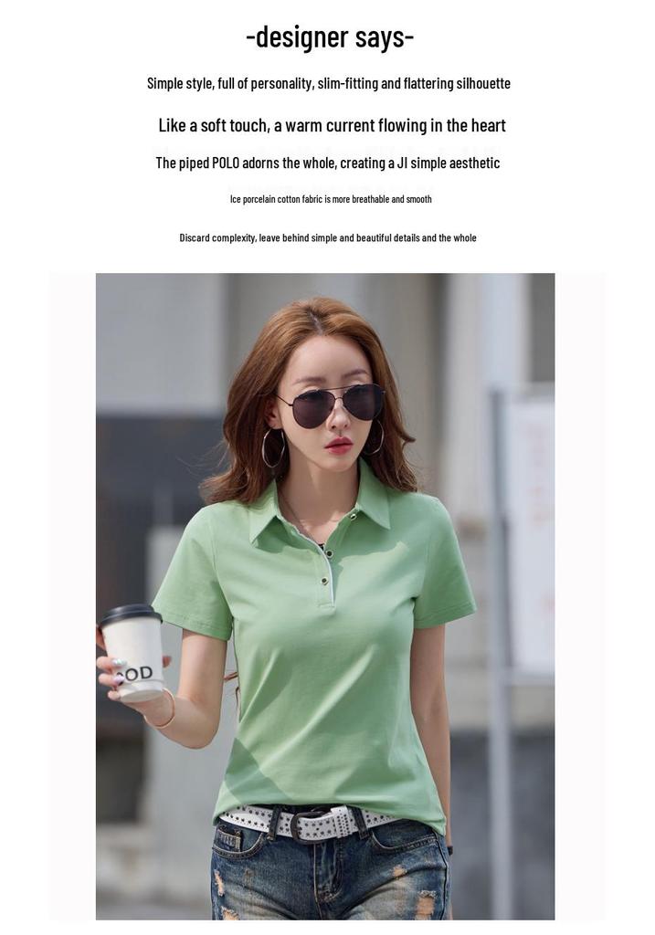 Women's 2025 Summer Short Sleeve Lapel Polo T-shirt - Plus Size, Loose & Slimming