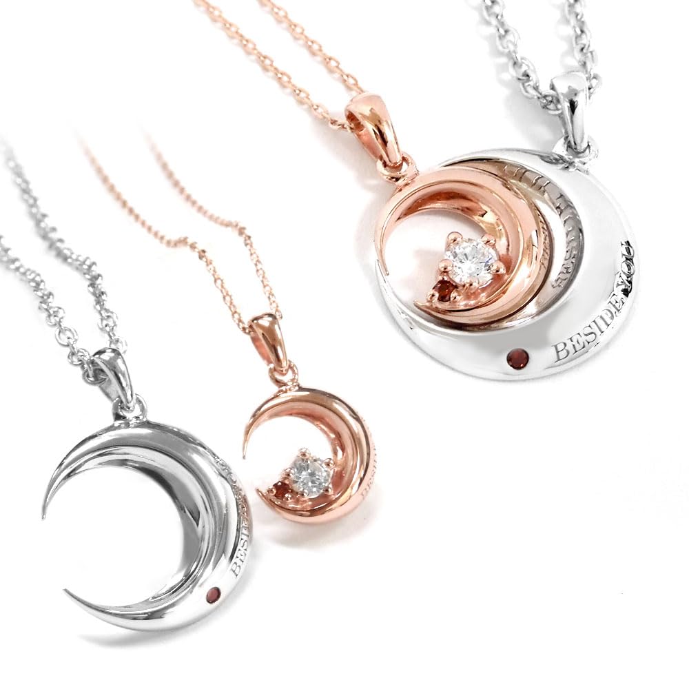 Pair of necklaces with teddy red and a flower Moon Made of sterling silver bears, diamonds, box. motif. (SILVER925).