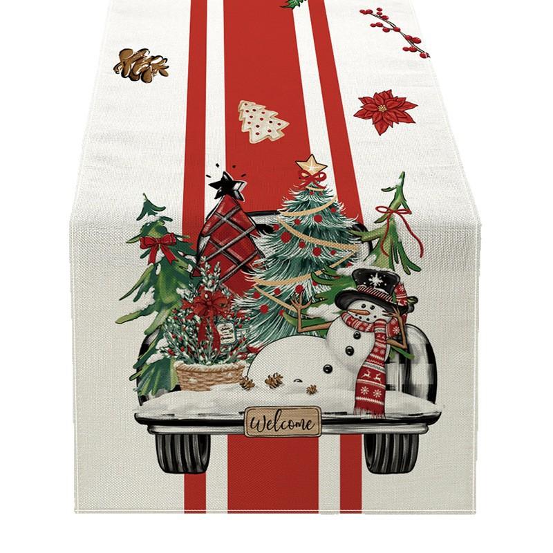 Vánoční stolní vlajka Polyester Tištěný Slavnostní a Radostný Kuchyňský stůl Ubrus Obývací pokoj Vstupní hala Ubrus na stůl