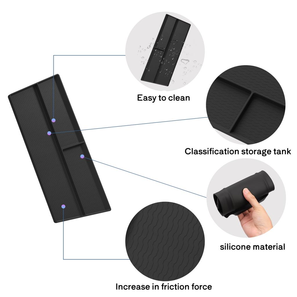 For Mitsubishi L200/Triton 2025 2025 Co-pilot Dashboard Storage Box Tray Silicone Organizer Car Interior Accessories Black