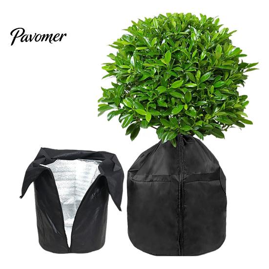 Winter Plant Protection Covers Planter Insulation Cover, Zippered Flower Pot Wrap, Cold Wind Shield for Potted Trees Bag with Drawstring Outdoor