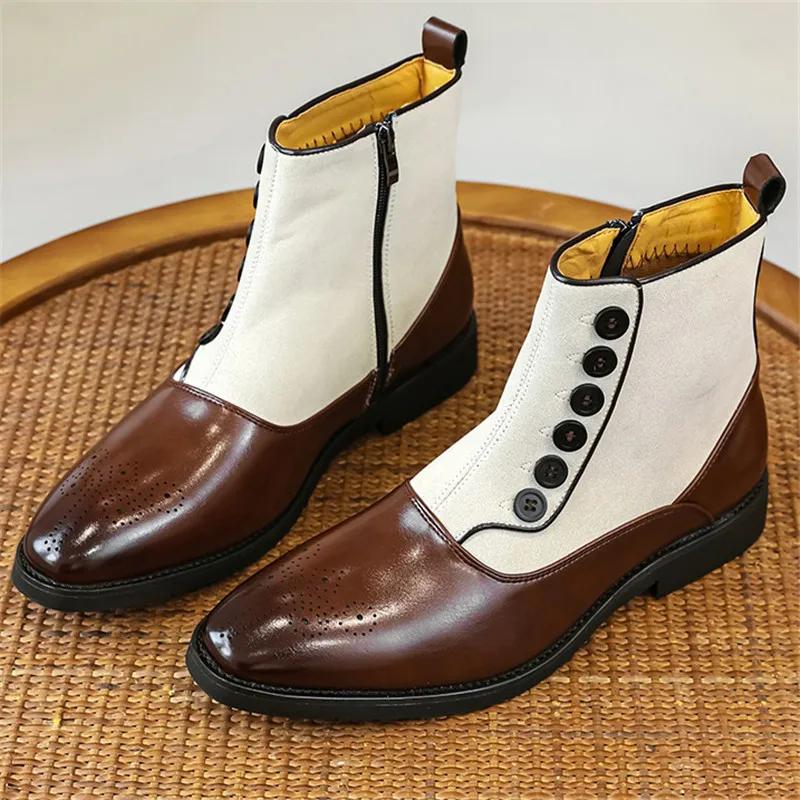 High Tops New Winter Fashion Mixed Colors Patchwork Ankle Boots Men's Casual Shoes Luxury Brand Designer Shoes Boots for Men