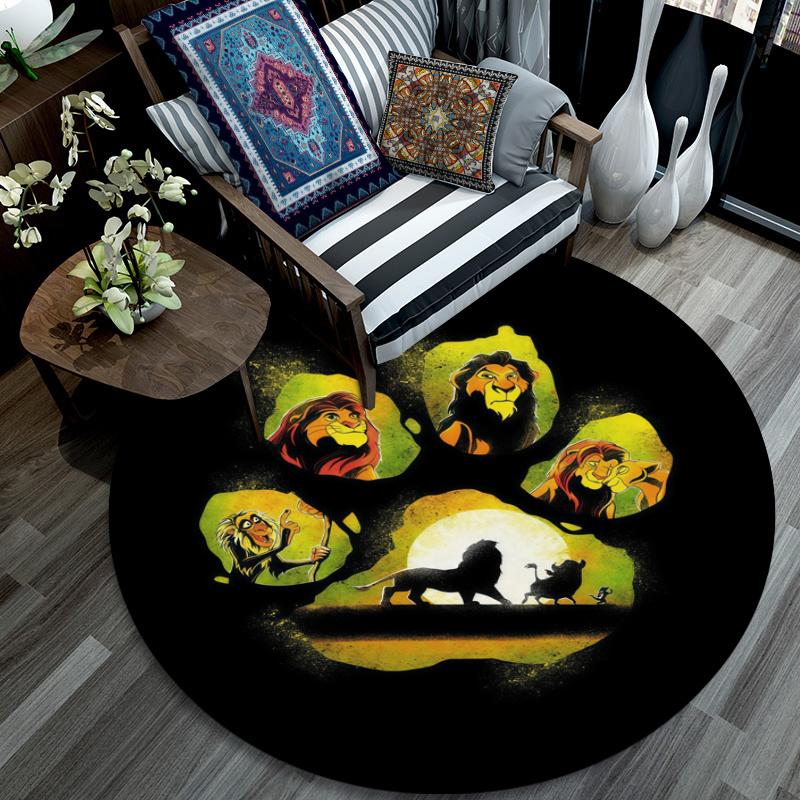Lion pattern round rug,Carpet Rug for Living Room Bedroom Playroom ,Non-slip Floor Mat,Holiday Gifts and Birthday Gifts.