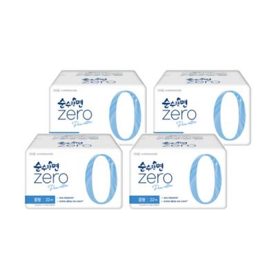 Pure Cotton Zero Pure Cotton New Winged Sanitary Pads, Medium Size, 22 Pads Per Pack × 4 Packs
