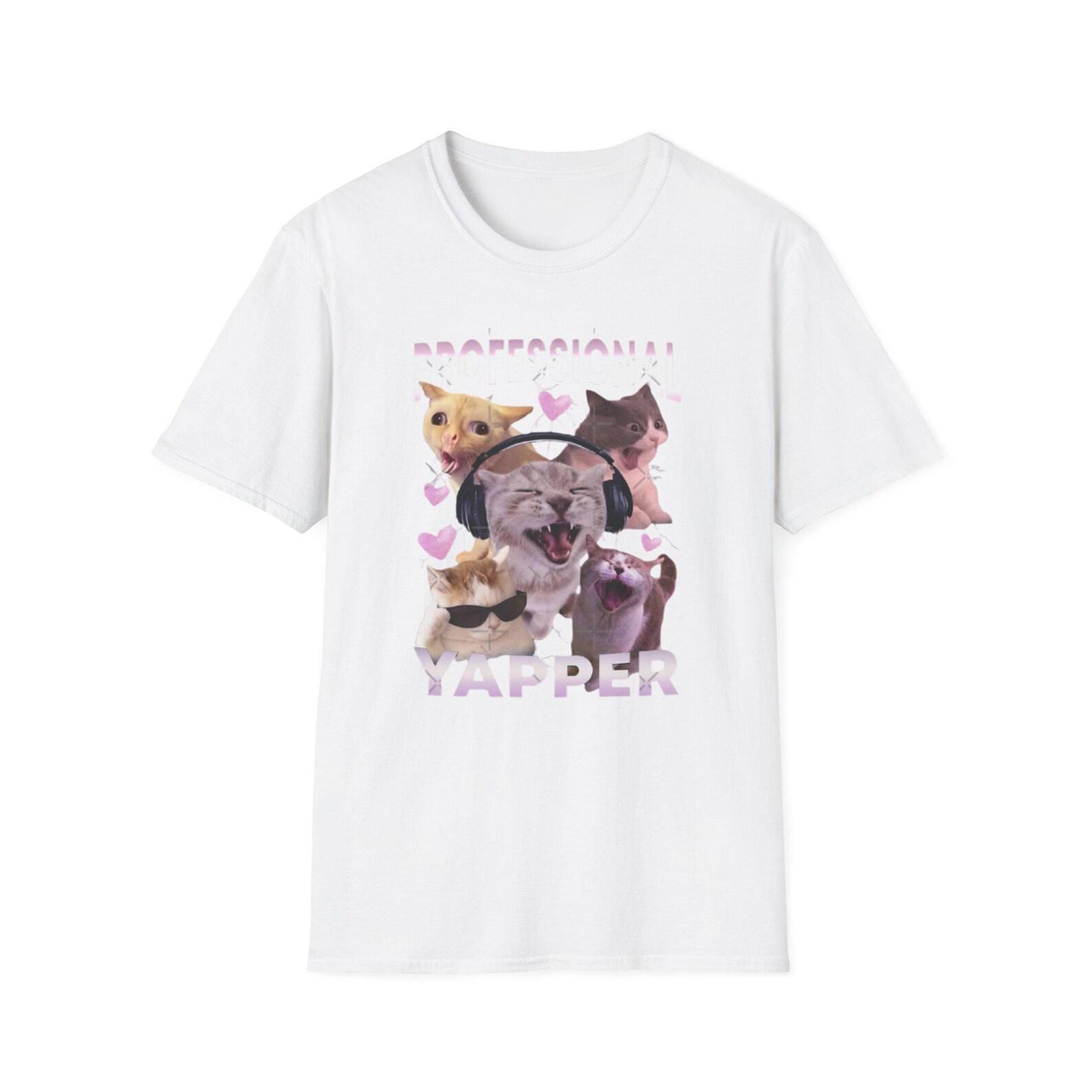 Professional Yapper T-Shirt | Cute Cats with Headphones, Heart Pattern 4XL